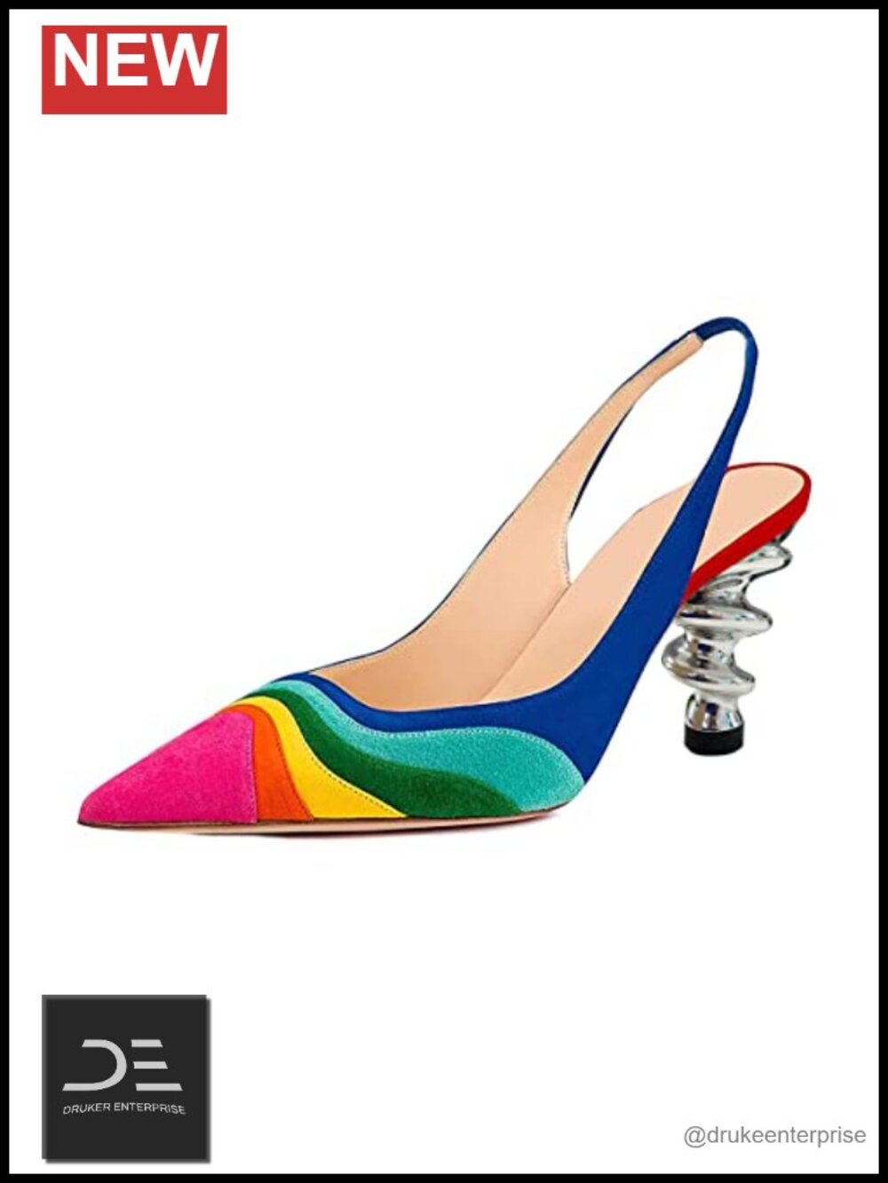 YDN Women Trendy Metallic Spiral Heels Slip On Sandals Slingback Elastic